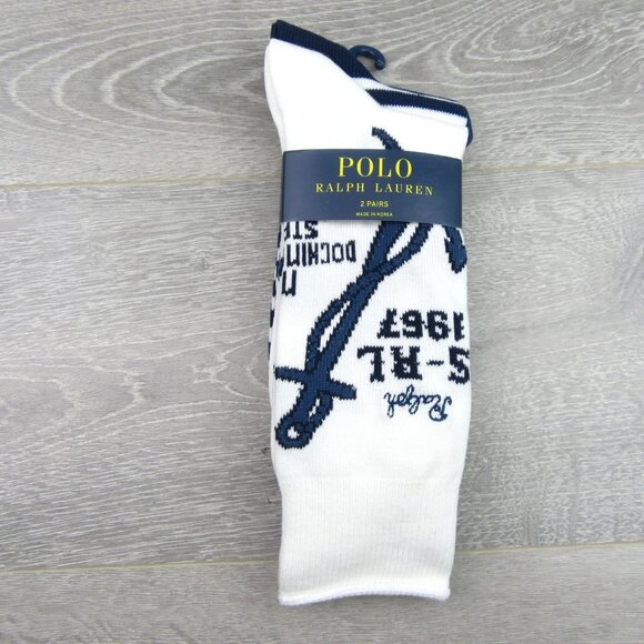 Polo Ralph Lauren RL Anchor Slack Socks Mens Size 6-12.5 (2 PAIRS) NEW - Picture 2 of 13